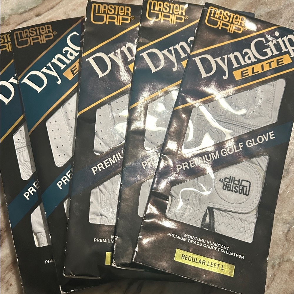 DynaGrip Elite Premium Golf Gloves Reg Left L MasterGrip NWT $25 each